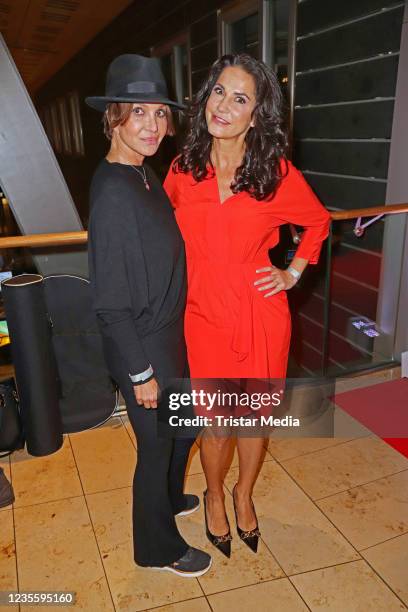 Anouschka Renzi and Mariella Ahrens attend the MIYO restaurant opening on September 29, 2021 in Hamburg, Germany.