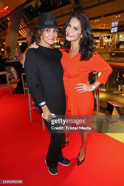 Anouschka Renzi and Mariella Ahrens attend the MIYO restaurant opening on September 29, 2021 in Hamburg, Germany.