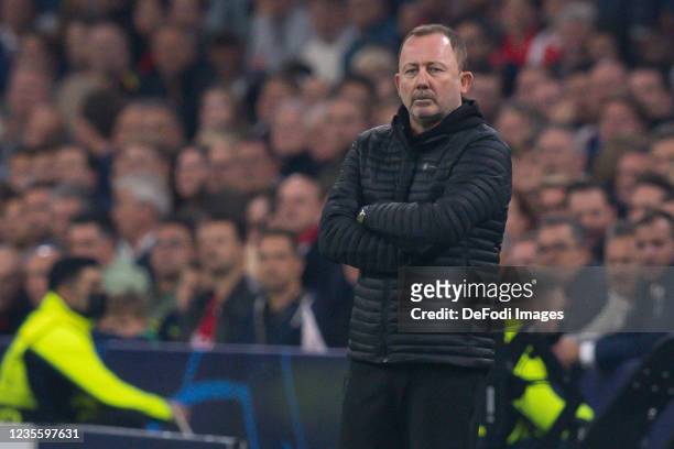 Head coach Sergen Yalcin of Besiktas JK looks on during the UEFA Champions League group C match between AFC Ajax and Besiktas at Johan Cruijff Arena...