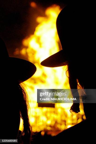 Ultra-orthodox Jews watch a bonfire during the traditional holly of Lag Baomer, a festive day on Jewish callendar to commemorate the death of Rabbi...