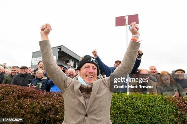 Meath , Ireland - 30 September 2021; Trainer Johnny Murtagh celebrates after sending out Trueba to win The Gannons City Recovery And Recycling...