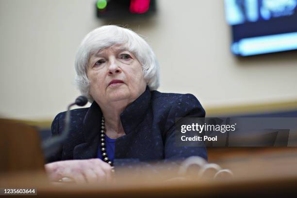 Janet Yellen, U.S. Treasury secretary, listens at a House Financial Services Committee hearing on oversight of the Treasury Department and Federal...