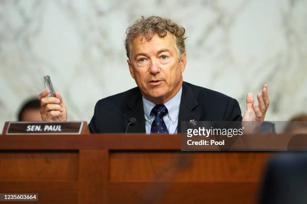 Sen. Rand Paul questions Secretary of Health and Human Services Xavier Becerra about vaccines during a Senate Health, Education, Labor, and Pensions...