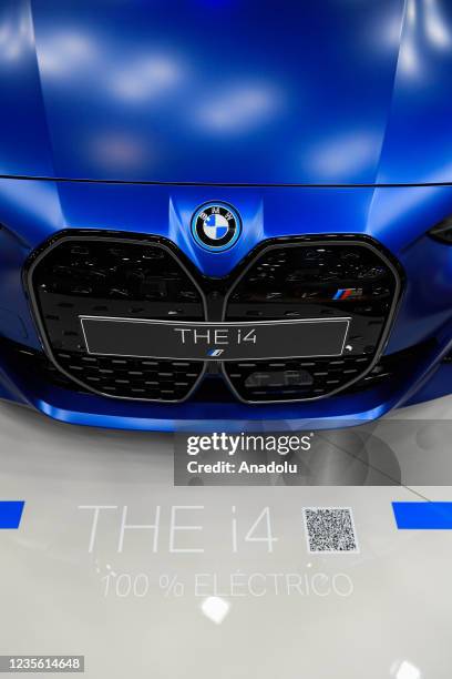 The i4 BMW car model is being displaced at the Automobile Barcelona International Motor Show in Barcelona, Spain on September 30, 2021.