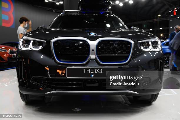 The ix3 BMW car model is being displaced at the Automobile Barcelona International Motor Show in Barcelona, Spain on September 30, 2021.