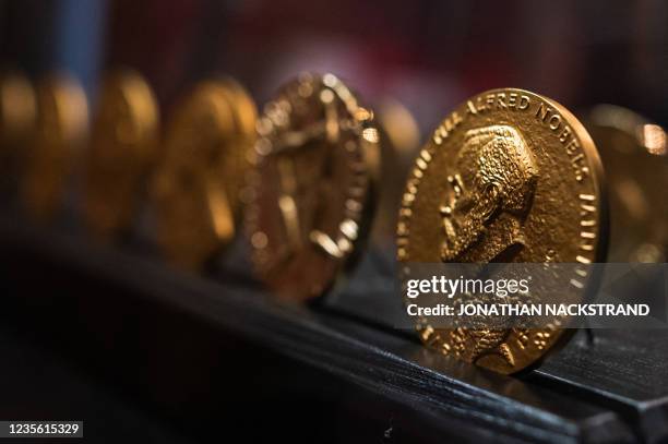Nobel medals are displayed at the laboratory of Alfred Nobel, where powder trials and experiments with artificial rubber and synthetic threads were...