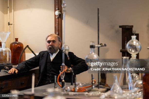 Photo taken on September 16, 2021 shows the interior of the laboratory of Alfred Nobel, where powder trials and experiments with artificial rubber...