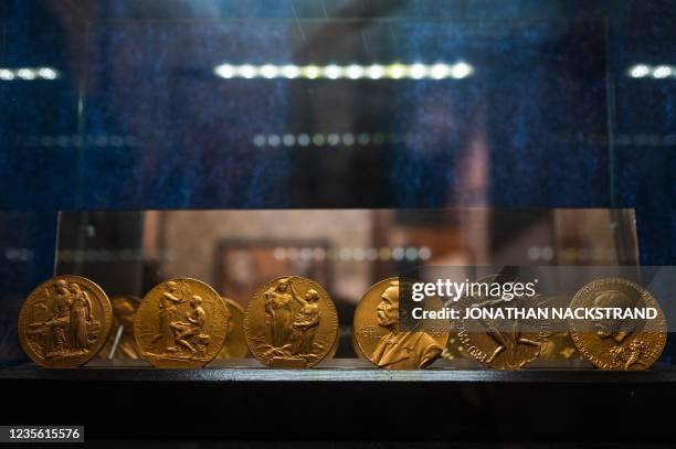 Nobel medals are displayed at the laboratory of Alfred Nobel, where powder trials and experiments with artificial rubber and synthetic threads were...