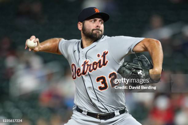 Michael Fulmer of the Detroit Tigers delivers a pitch against the Minnesota Twins in the ninth inning of the game at Target Field on September 30,...