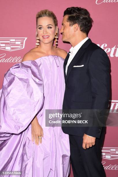 Singer-songwriter Katy Perry and partner British actor Orlando Bloom attend Varietys 2021 Power of Women: Los Angeles Event at the Wallis Annenberg...