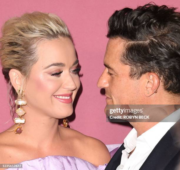 Singer-songwriter Katy Perry and partner British actor Orlando Bloom attend Varietys 2021 Power of Women: Los Angeles Event at the Wallis Annenberg...