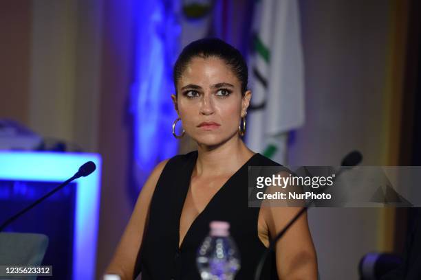 Veronica Gentili, Journalist during the News The third day of the event &amp;#34;Festival delle citta&amp;#34; on September 30, 2021 at the Pio...