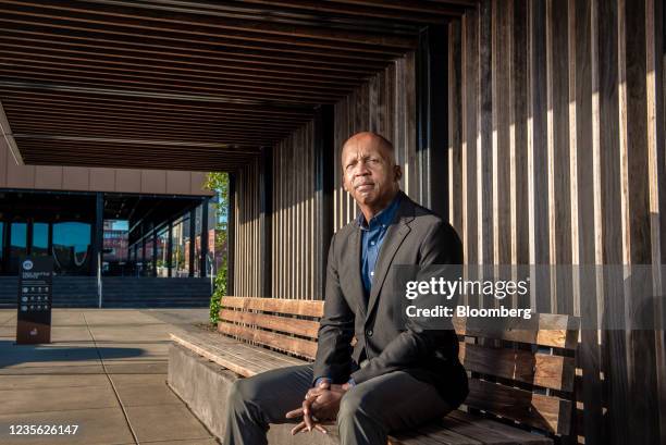 Bryan Stevenson, founder of the Equal Justice Initiative, outside the Legacy Museum located in Montgomery, Alabama, U.S., on Friday, Sept. 24, 2021....