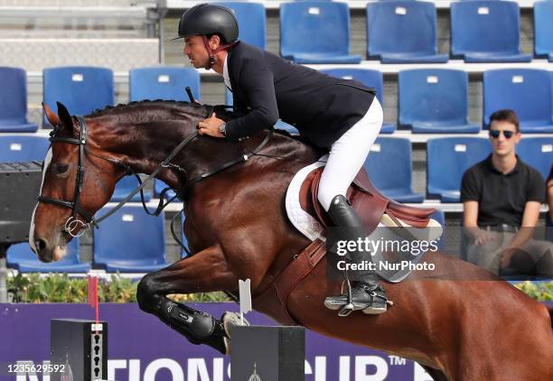 Steve Guerdat riding Dynamix de Belheme during the Copa Negrita, corresponding to the 109th edition of the Longines FEI Jumping Nations Cup Jumping...