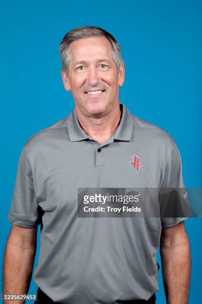 Jeff Hornacek of the Houston Rockets poses for a head shot during NBA Media Day at the Toyota Center on September 27, 2021 in Houston, Texas. NOTE TO...