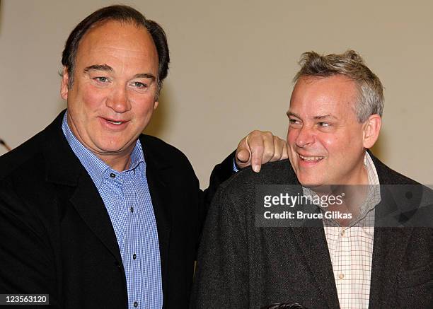 James Belushi and Director Doug Hughes at the "Born Yesterday" Broadway Cast Photocall at the Roundabout Theatre Company Rehearsal Studios on March...