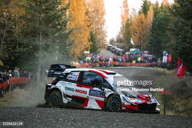 Sebastien Ogier of France and Julien Ingrassia of France compete with their Toyota Gazoo Racing WRT Toyota Yaris WRC during Day One of the FIA World...