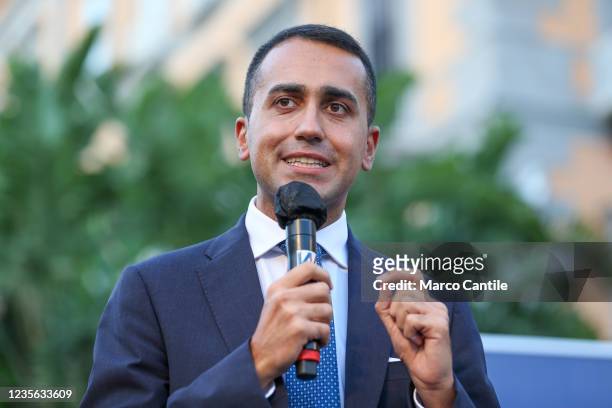 Luigi Di Maio, foreign minister, during a political rally for the administrative elections in Naples, in Dante square.