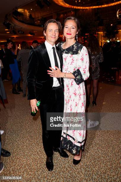 German actor Tom Schilling and his partner Annie Mosebach during the Lola - German Film Award party at Palais am Funkturm on October 1, 2021 in...