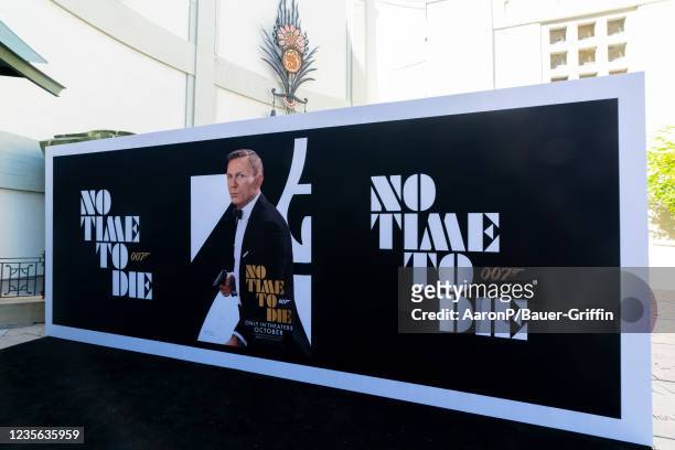 General view of the TCL Chinese Theatre promoting the new James Bond film, 'No Time To Die' on October 01, 2021 in Hollywood, California.