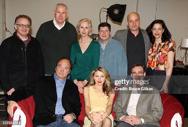 Andrew Weems, Terry Beaver, Patricia Hodges, Michael McGrath, Frank Wood, and Jennifer Regan, James Belushi, Nina Arianda, Robert Sean Leonard pose...