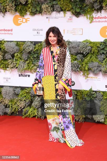 German actress Iris Berben attends the Lola - German Film Award red carpet at Palais am Funkturm on October 1, 2021 in Berlin, Germany.