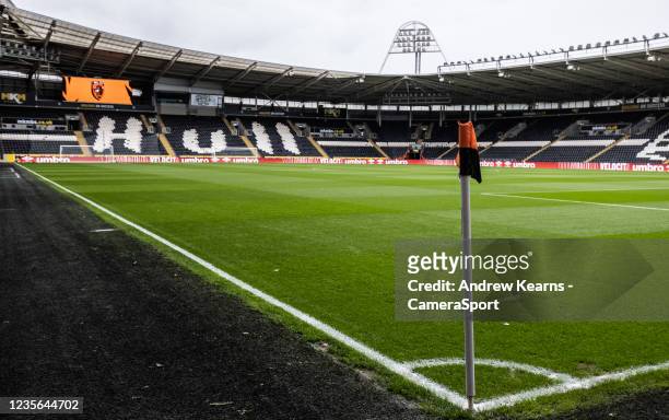 General view of the MKM stadium during the Sky Bet Championship match between Hull City and Middlesbrough at KCOM Stadium on October 2, 2021 in Hull,...