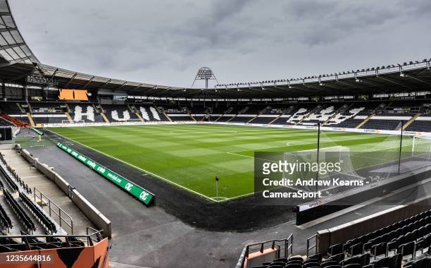General view of the MKM stadium during the Sky Bet Championship match between Hull City and Middlesbrough at KCOM Stadium on October 2, 2021 in Hull,...