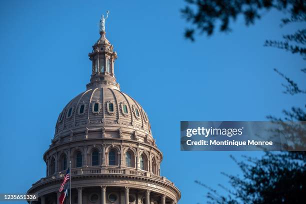 The Texas State Capitol is seen during a rally against anti-abortion and voter suppression laws on October 2, 2021 in Austin, Texas. The Women's...