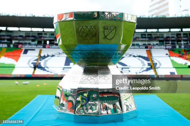 Detail of the Leagues Cup in display that Leon won in the final against Seattle Sounders prior the 12th round match between Leon and Atletico San...