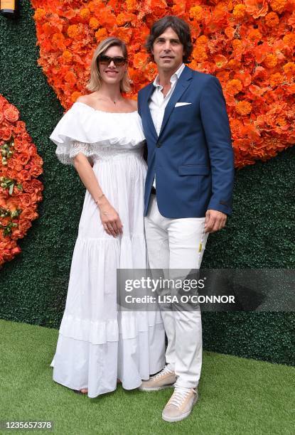 Argentine polo player Nacho Figueras and wife Delfina Blaquier arrives for the Veuve Clicquot Polo Classic 2021 at Will Rogers State Park in Pacific...