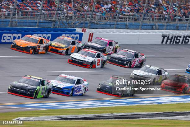 Wide racing during the 2nd annual running of the Sparks 300 NXS race on October 2, 2021 at the Talladega Superspeedway in Talladega, Alabama.