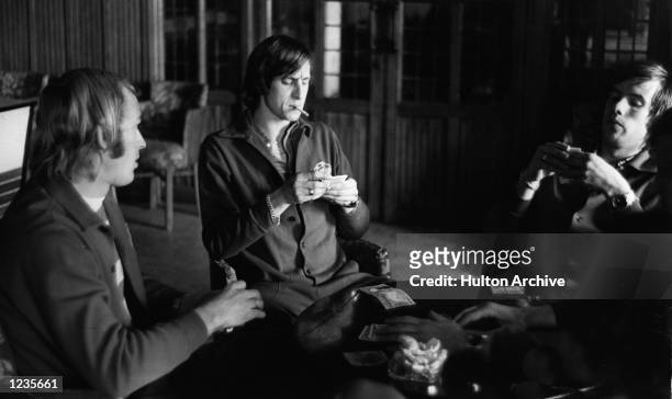 Johan Cruyff, of Ajax and Holland relaxes with teamates prior to their European Cup tie with Arsenal. Mandatory Credit: Allsport Hulton/Archive