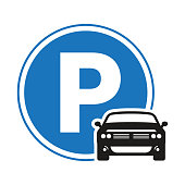 Car / automobile parking sign icon with circle shape
