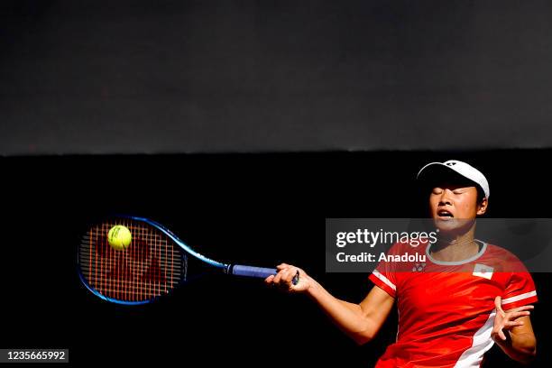 Sara Saito of Japan competes in the BNP Paribas Junior Davis Cup ve Junior Billie Jean King Cup Finals in Antalya, Turkey on October 03, 2021.