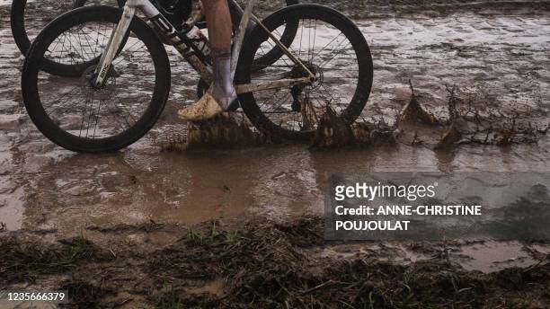 Citroen Team Lawrence Naesen from Belgium rides during the 118th edition of the Paris-Roubaix one-day classic cycling race, between Compiegne and...