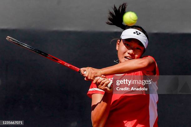 Sayaka Ishii of Japan competes in the BNP Paribas Junior Davis Cup ve Junior Billie Jean King Cup Finals in Antalya, Turkey on October 03, 2021.