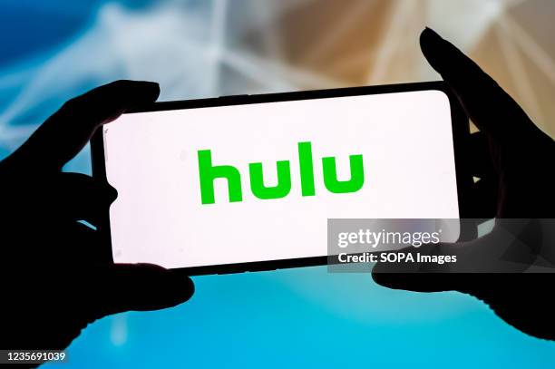 In this photo illustration a Hulu logo seen displayed on a smartphone.