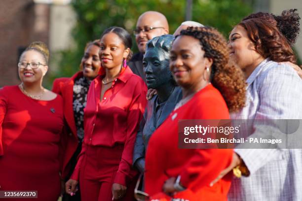 The family of Henrietta Lacks at the unveiling of a statue on the 70th anniversary of her death at Royal Fort House in Bristol. The statue, created...