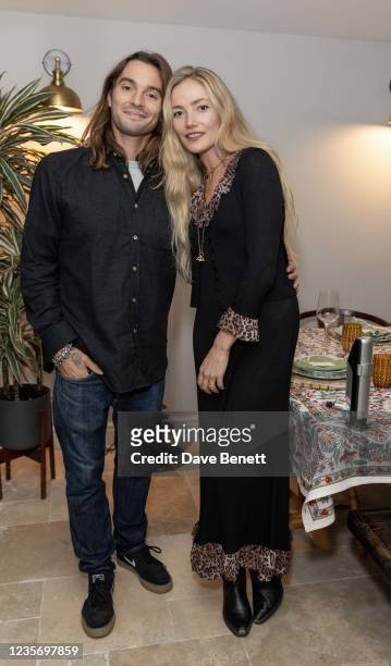 Oscar Tuttiett and Clara Paget at the first night of the Coravin Club; a dinner party series to launch Coravin Sparkling; the new sparkling wine...