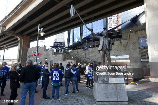 Fans are welcomed back into Rogers Arena as the Vancouver Canucks take on the Winnipeg Jets during their preseason NHL game at Rogers Arena on...