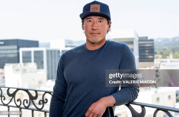 Filmmaker Jimmy Chin poses during the press day for his new documentary "The Rescue", in Beverly Hills, California, September 20, 2021. - After their...