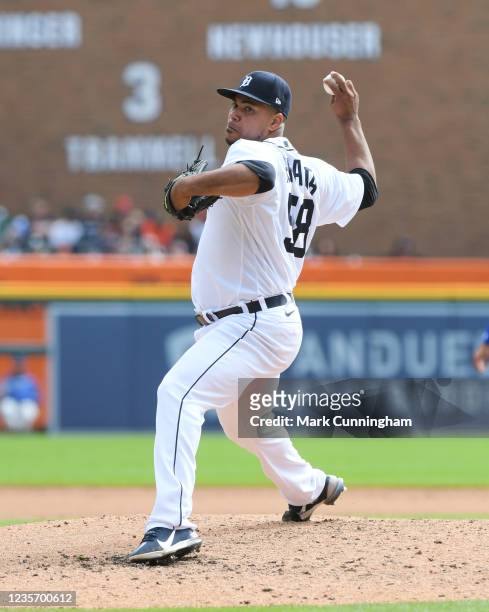 Wily Peralta of the Detroit Tigers pitches during the game against the Kansas City Royals at Comerica Park on September 26, 2021 in Detroit,...