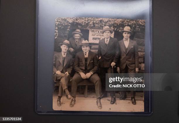 Photograph of Al Capone with his associates in Hot Springs, Arkansas is displayed at Witherell's auction house in Sacramento, California on October...