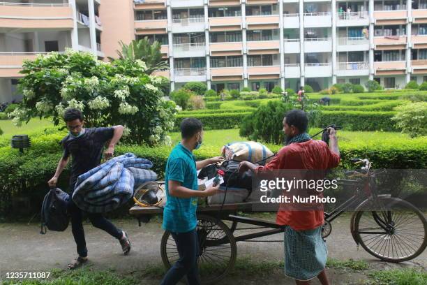 Students arrive at Dhaka University as reopen their residential halls after 18 months due to coronavirus crisis in Dhaka, Bangladesh on October 5,...