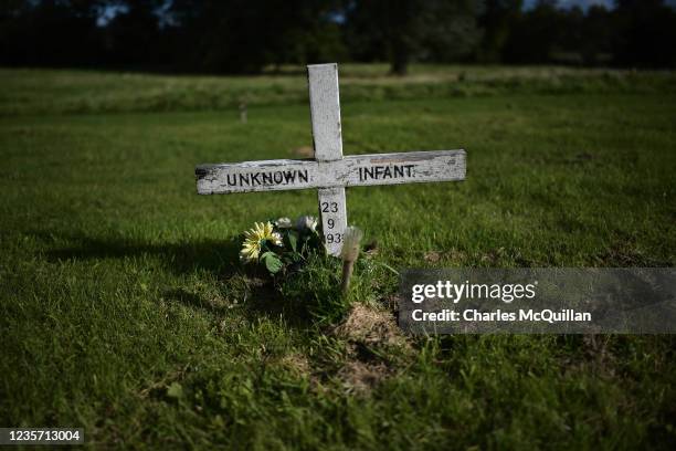 Headstone which reads unknown infant can be seen in the Bog Meadows area of Milltown cemetery which is home to unmarked mass graves and the bodies of...