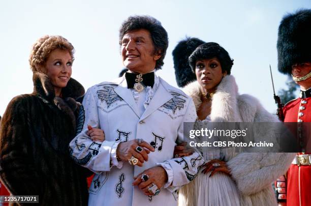 Pictured from left is Sandy Duncan, Liberace and Lola Falana during the CBS television special, LIBERACE: A VALENTINE SPECIAL, broadcast February 3,...