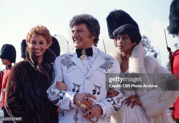 Pictured from left is Sandy Duncan, Liberace and Lola Falana during the CBS television special, LIBERACE: A VALENTINE SPECIAL, broadcast February 3,...