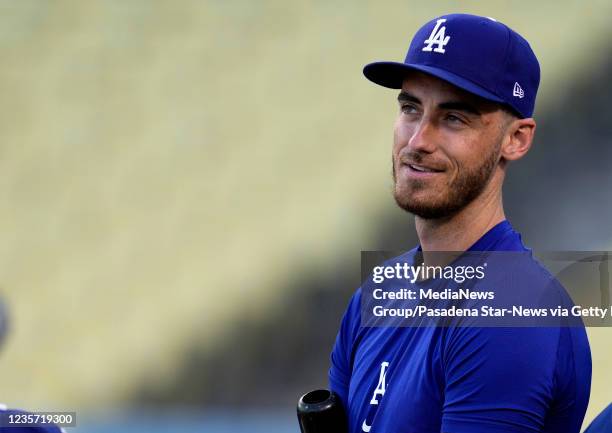 Los Angeles, CA Cody Bellinger of the Los Angeles Dodgers during a workout day before the National League Wildcard game against the St. Louis...