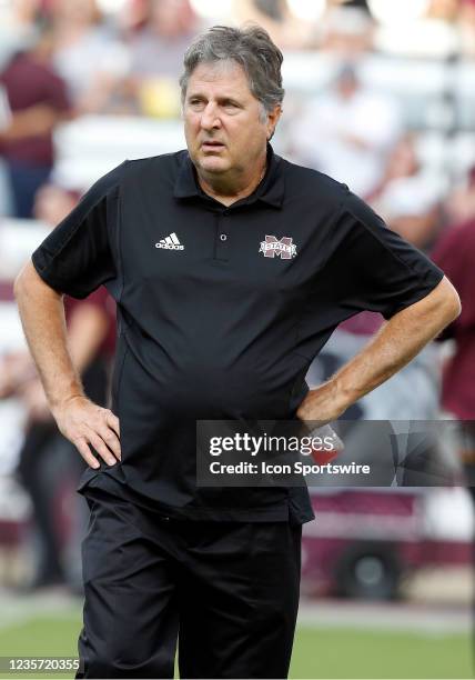 Mississippi State Bulldogs head coach Mike Leach during the game against the Texas A&M Aggies on October 02 at Kyle Field in College Station, TX.